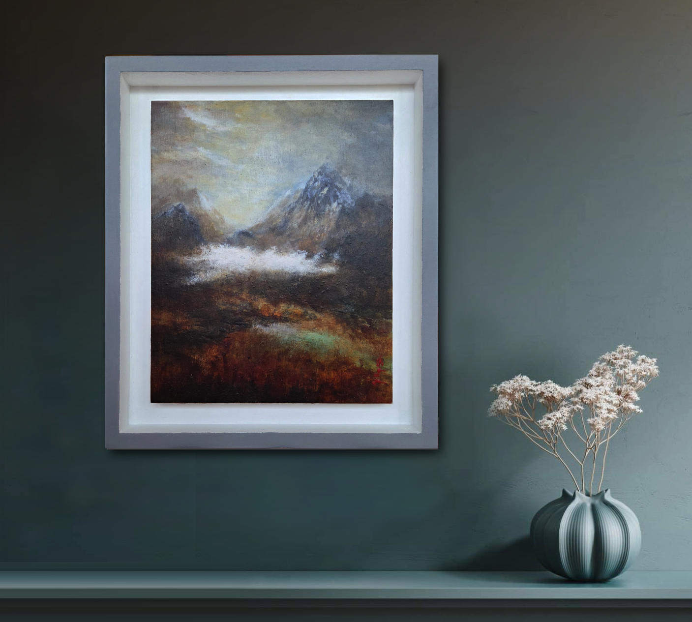 Haguier - Ascension du silence, 13x11, peinture sur bois paysage peinture paysage romantique atmospherique Francois Haguier / peinture paysage romantique abstrait atmospherique