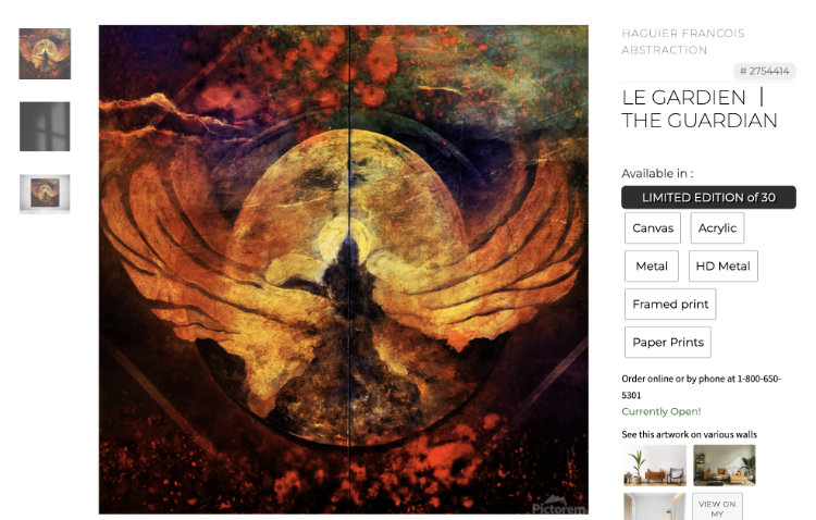 boutique achat impression des oeuvres de Haguier sur metal toile acrylique papier gicl� 